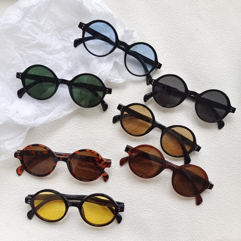 新款休闲百搭优雅圆框个性太阳镜欧美户外出游度假防晒休闲墨镜女