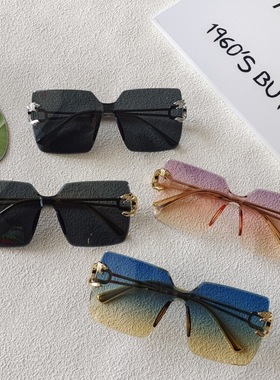 跨境欧美时尚无框太阳镜个性豹子