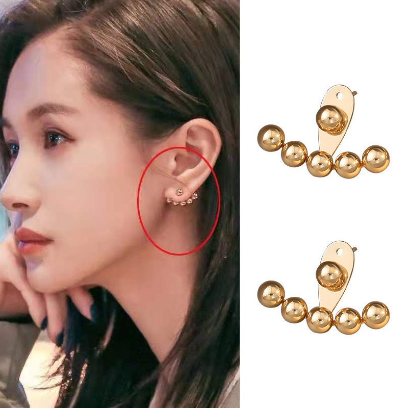韩国东大门气质冷淡风金属球球耳环S925银针明星同款百搭耳钉女潮