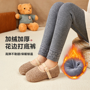 六指鼠女童连裤袜子儿童秋冬款宝宝女孩中大童加绒加厚花边打底裤