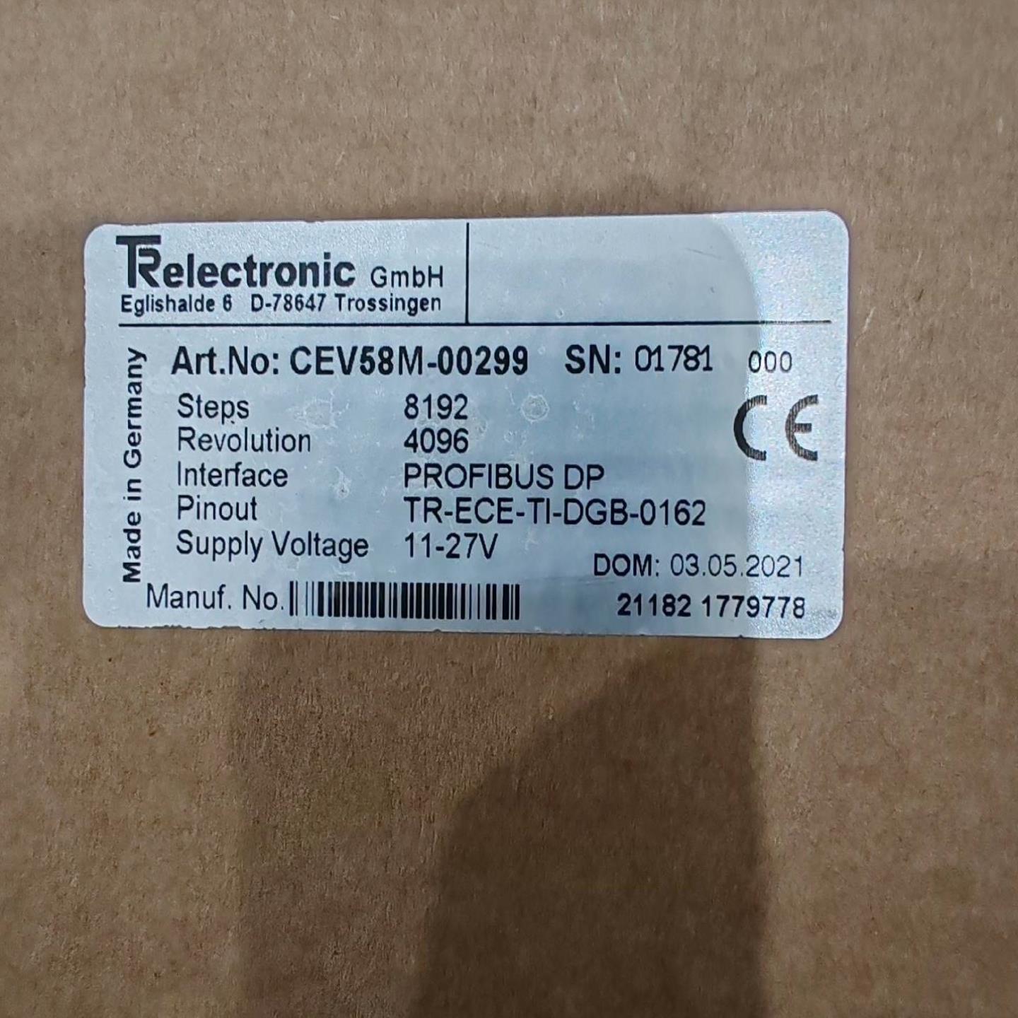 配件全新德国TR帝尔编码器旋转CEV58M-00299 PROFIBUS DP信号议价