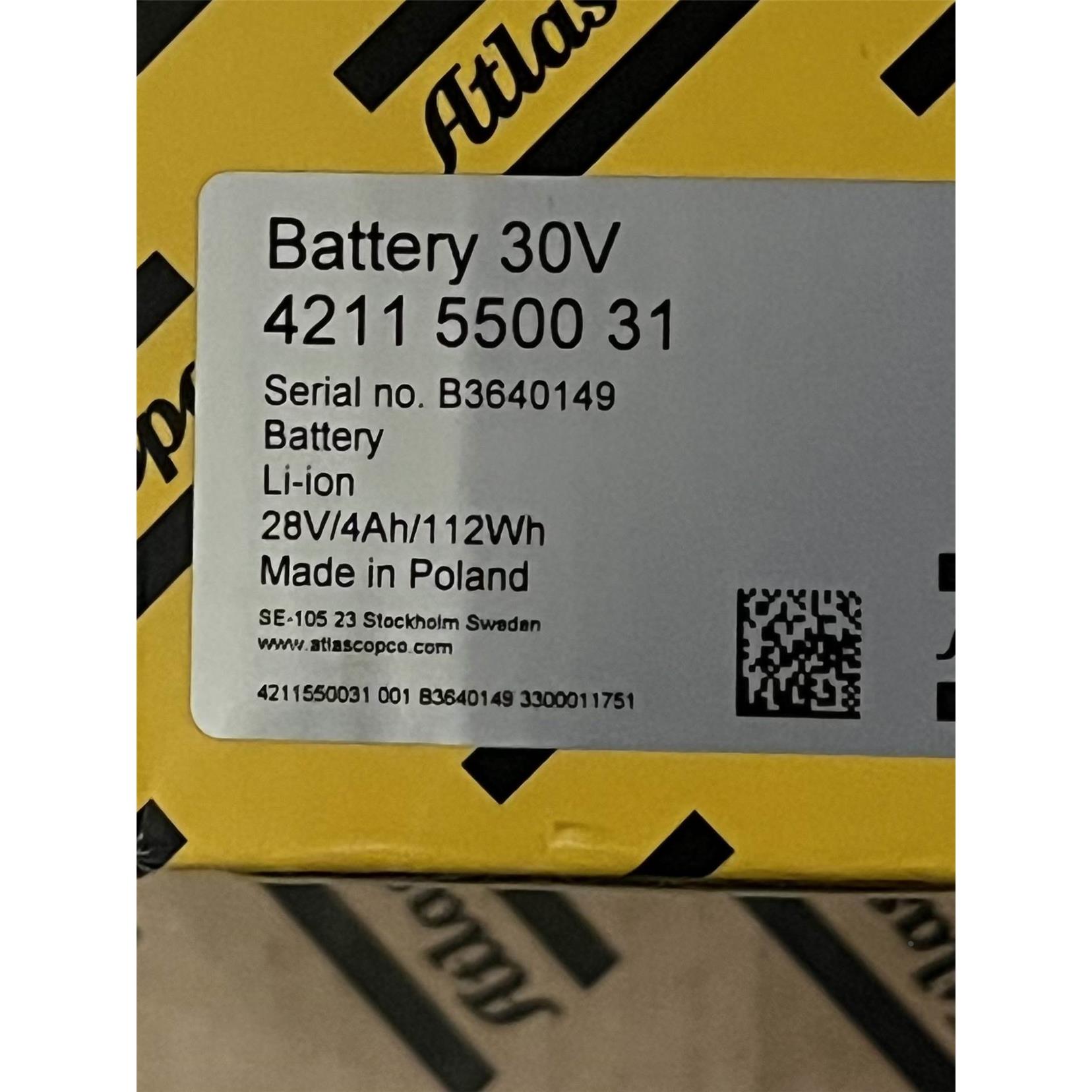 ATLAS COPCO阿特拉斯电池STB电动拧紧扳手30V4Ah电池 4211550031