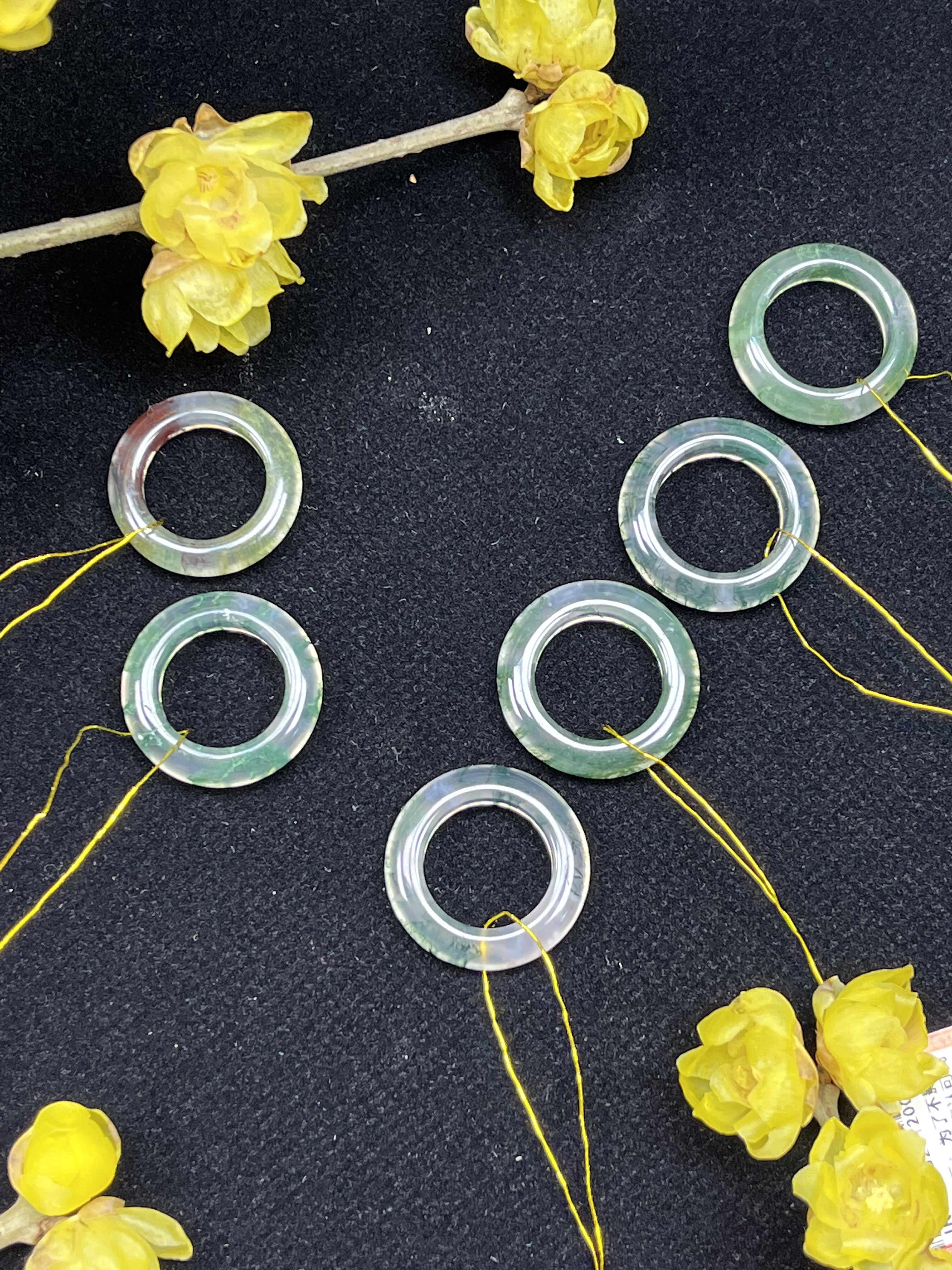 6天然水草戒指8-10港码彩玉髓玉石扳指素圈对戒尾戒红绿玛瑙玉戒