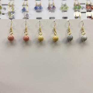 开播福利 玉色琉璃和田玉色浓藕粉黄玉烟灰耳坠925银镀金