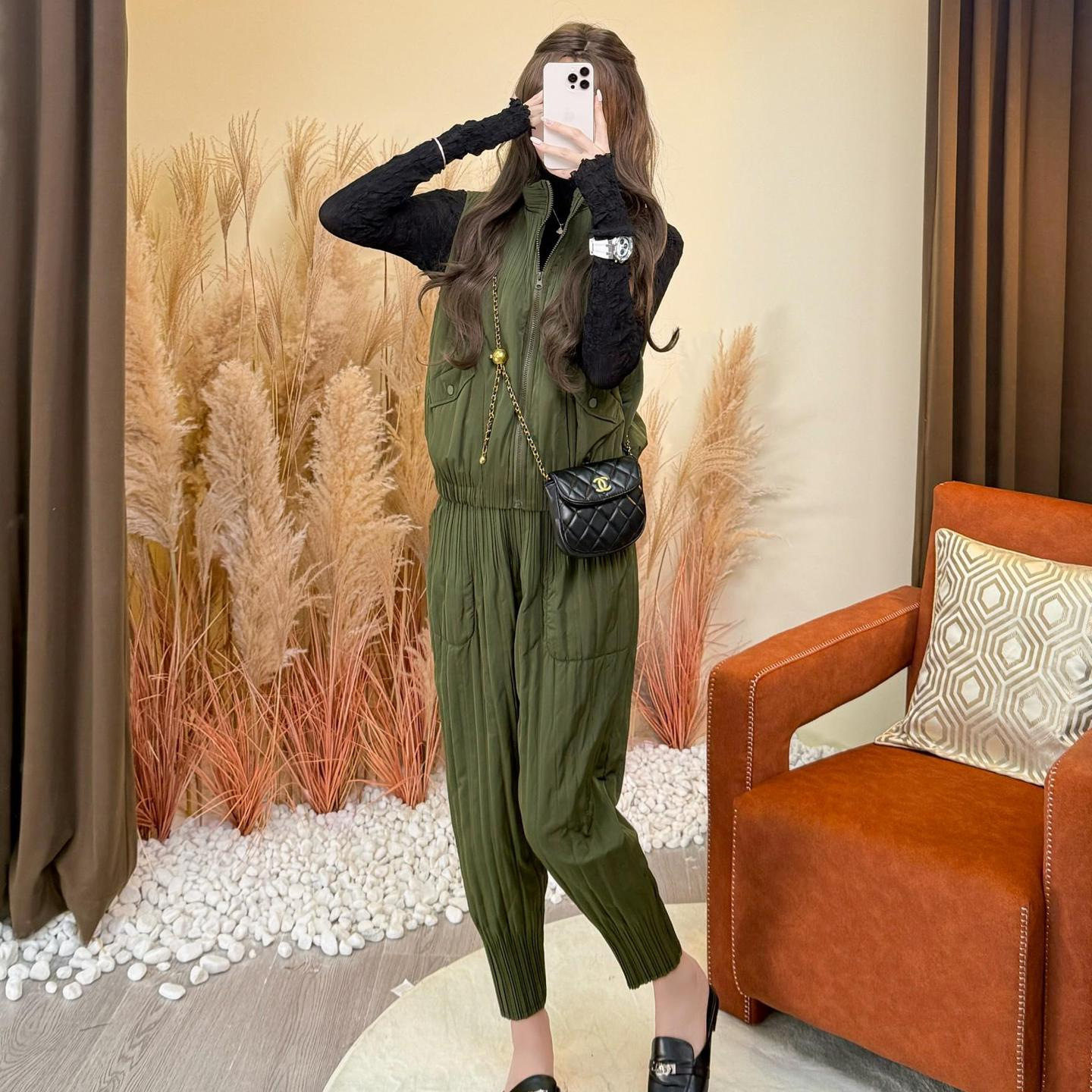 秋冬棉服套装女士气质女神简约马甲棉衣外套休闲百搭棉裤子两件套