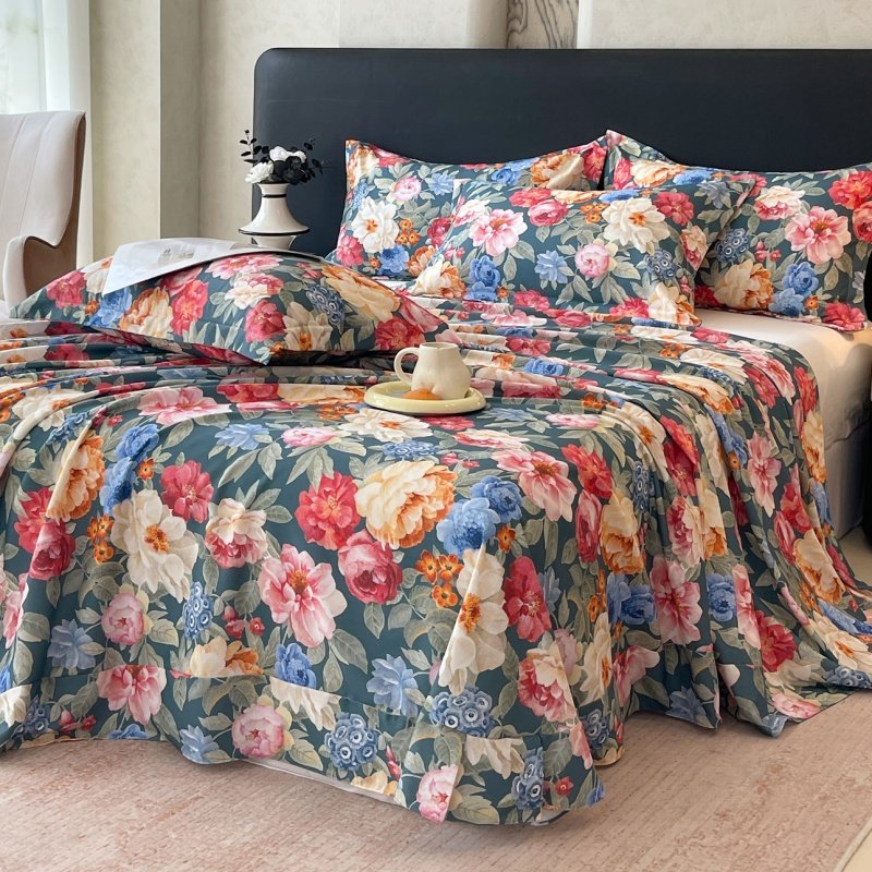 欧式田园风全棉加厚磨毛床单单件牡丹印花秋冬纯棉被单1.21.51.8m