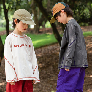 炸街舞嘻哈原纱防晒UPF50 T恤tee 上衣撞色中大童运动速干潮酷长袖