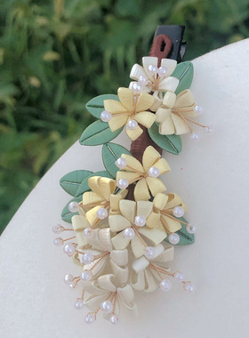 桂花缠花发簪diy材料包黄色新手教程古风汉服发夹流苏原创设计DIY