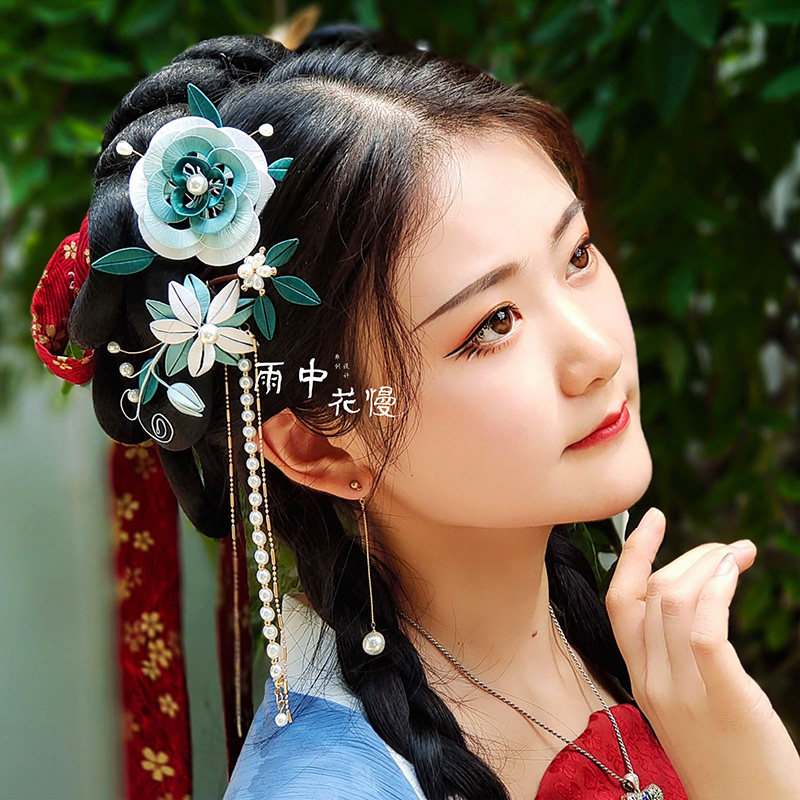 缠花发簪山茶材料包diy原创非遗新手教程汉服发饰古风配饰流苏