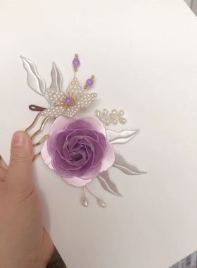 缠花新年发簪成品发梳雨中花慢