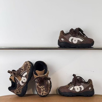 2025冬款男女童加棉豹纹运动鞋