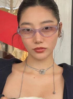 淡淡丁香紫复古小脸椭圆Y2K甜酷辣妹新浪潮墨镜防紫外线太阳眼镜