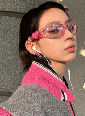 硬控了个性韩版粉色骑行潮果冻糖果色墨镜y2k千禧防紫外线太阳镜