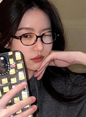 减龄好看复古小椭圆书呆子黑眼镜配度数近视素颜拍照平光玳瑁镜架