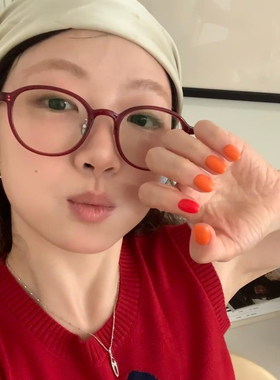 好可显白安可拉红色TR方圆脸显瘦平光镜复古时髦近视度数小众框架