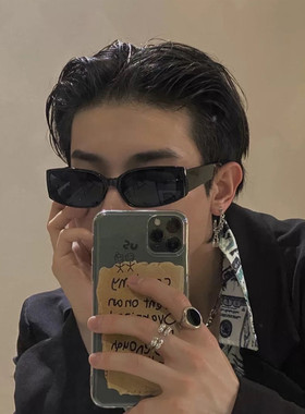 2020嘻哈潮人小方形偏光墨镜男士韩版复古风ins搞怪眼镜拍照个性