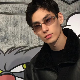 帅气个性无框浅灰色复古美式金属框太阳眼镜高级感墨镜大框显瘦酷