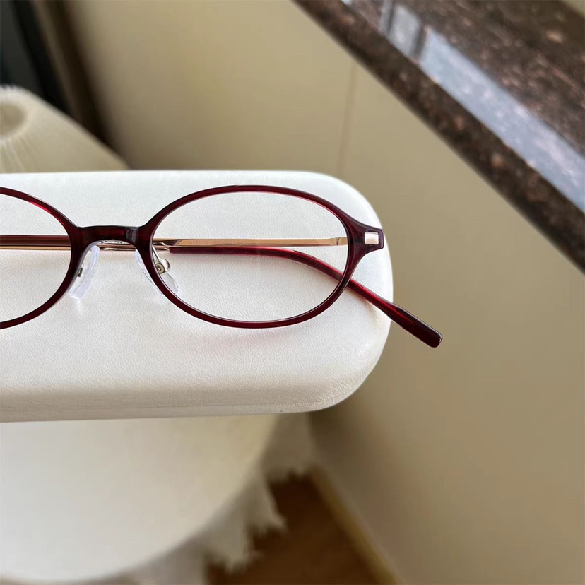 车厘子红复古小椭圆TR90配高度数近视眼镜紫框韩版Y2K护目平光镜