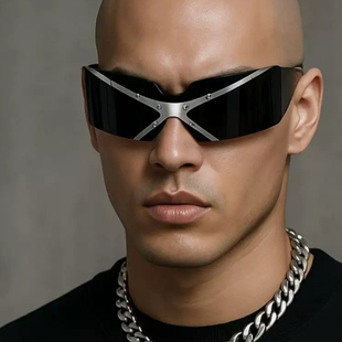 那么酷个性前卫异形X科技感墨镜嘻哈赛博凹造型摆拍太阳眼镜潮流