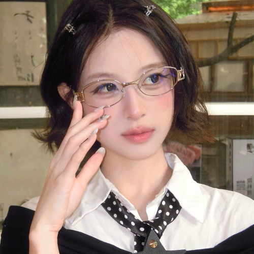 魔法少女个性韩版高智感金色椭圆眼镜框素颜显瘦平光镜近视眼镜架
