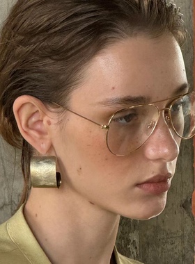 复古80年代细丝金银边大框显脸小素颜装饰平光镜配近视拍照眼镜框