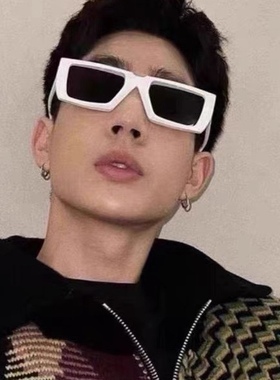 奇异形蓝框双兰片赛博朋克未来感太阳镜男士拽酷防紫外线骑行墨镜