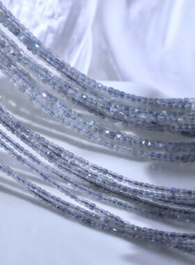 清冷感拉满！天然灰月光小方2～3mm39cm/梭编串珠材料