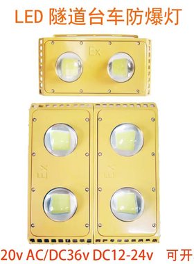 led防爆灯50W100W200W300W黄色防水防震投光隧道灯AC/DC36V台车灯