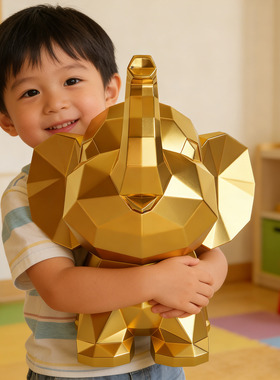 2026新款切割风格大象存钱罐大容量储钱罐女孩男孩款家居客厅摆件