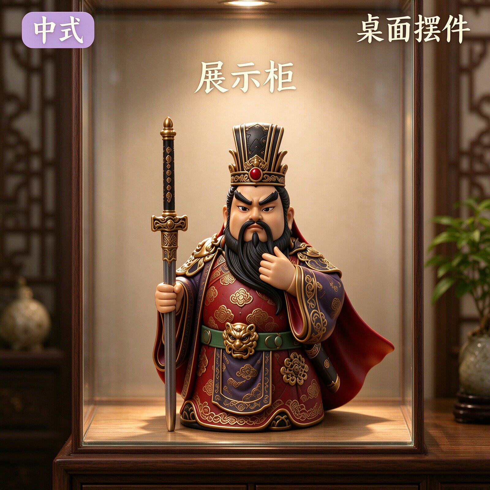 新中式Q版三国刘备人物古风武将桌面摆件玄关办公桌电视柜摆设