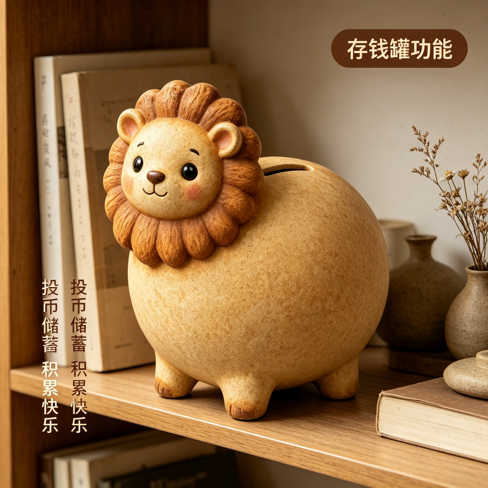 治愈系创意狮子存钱罐大容量儿童可存可取储钱罐子客厅装饰品摆件