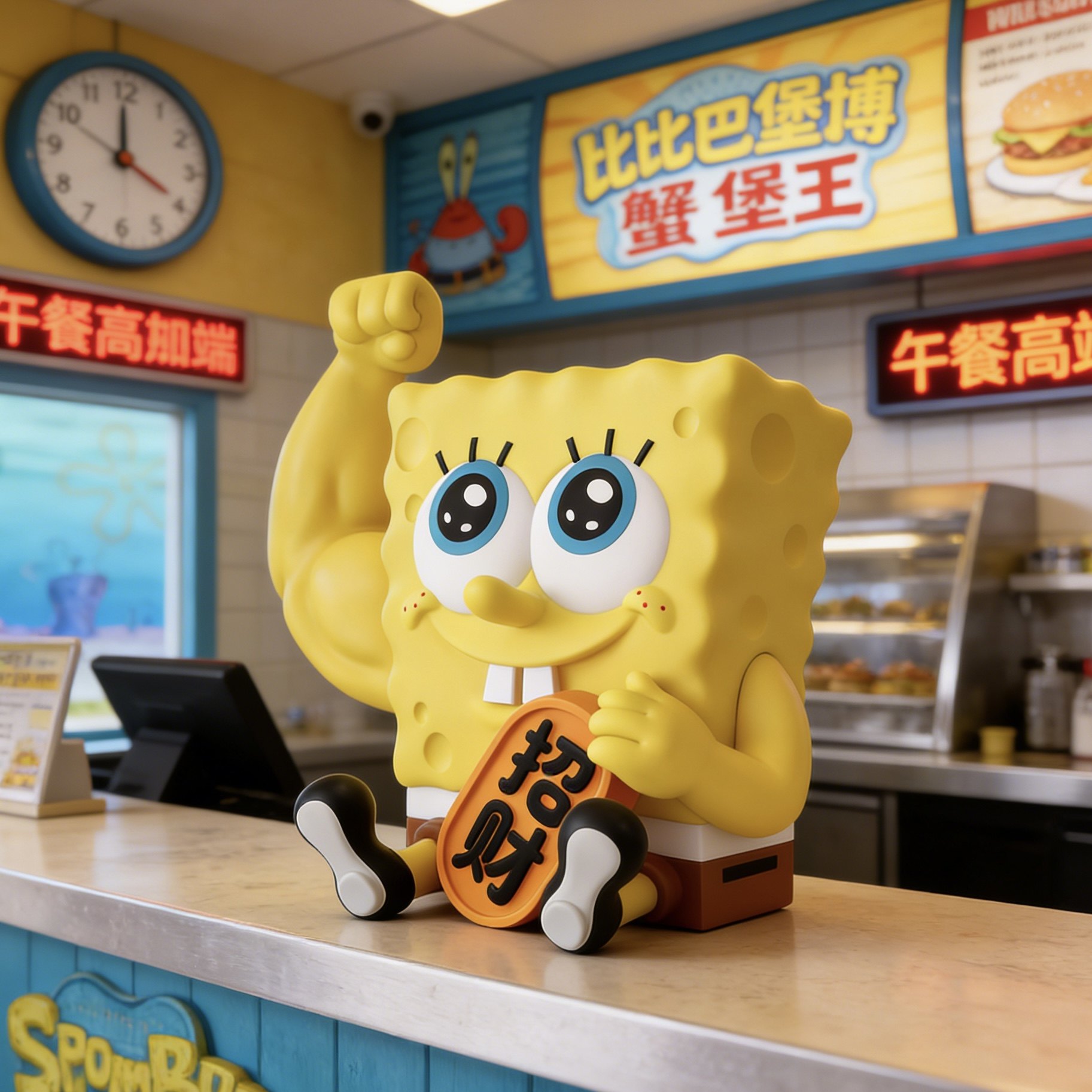 乔迁之喜礼物送人轻奢高级感海绵宝宝肌肉大力招财礼品高档实用款