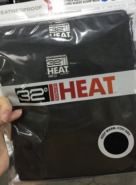 美国32度Heat超薄贴身发热纤维保暖衣弹力恒温打底圆领长袖内衣