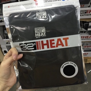 美国32度Heat超薄贴身发热纤维保暖衣弹力恒温打底圆领长袖 内衣