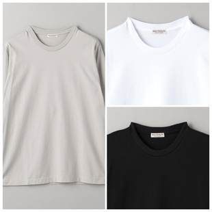 现货 日单beauty youth 男士秋季纯棉打底衫圆领纯色长袖百搭T恤