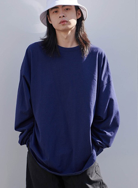 现货 日单BASQUE 早秋圆领纯棉宽松落肩款 CITY BOY外穿长袖T恤