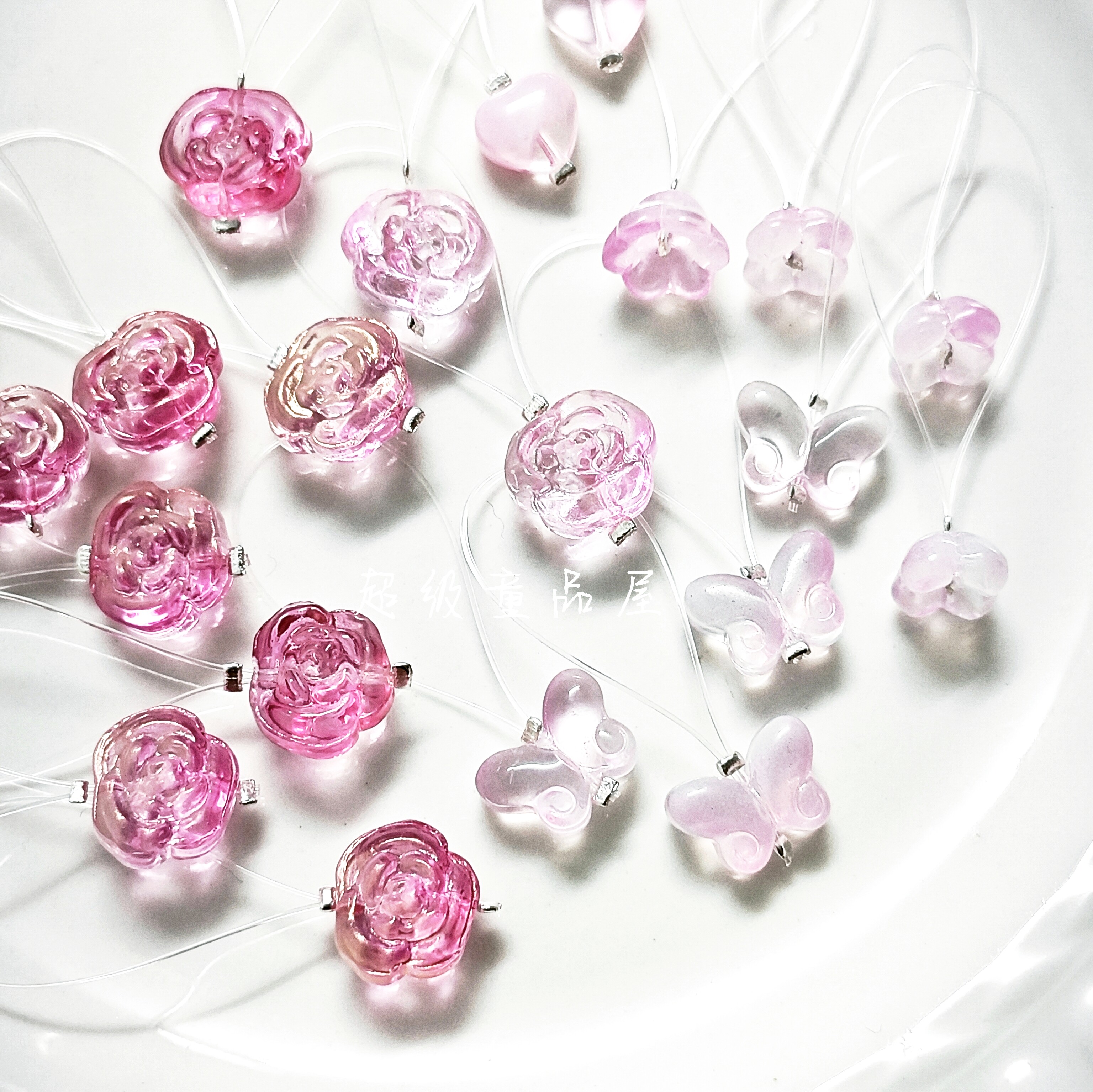 彩色渐变琉璃爆花珠手工diy定制棒针编织毛衣毛线记号扣辅助记号