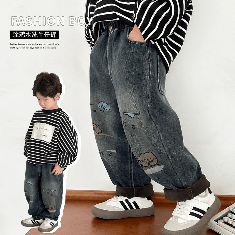 秋冬款男童加绒牛仔裤