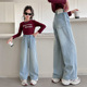 儿童宽松牛仔直筒裤 女童裤 中大童长裤 阔腿裤 子春秋季