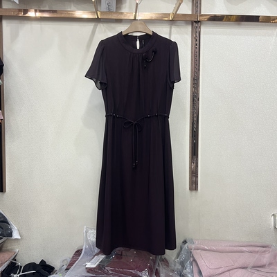 依菲2026A-655专柜正品妈妈夏季新款连衣裙气质收腰洋气大码裙子