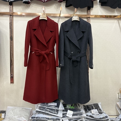 8912专柜正品红色双面羊毛羊绒大衣女新款中长款收腰女士呢子外套