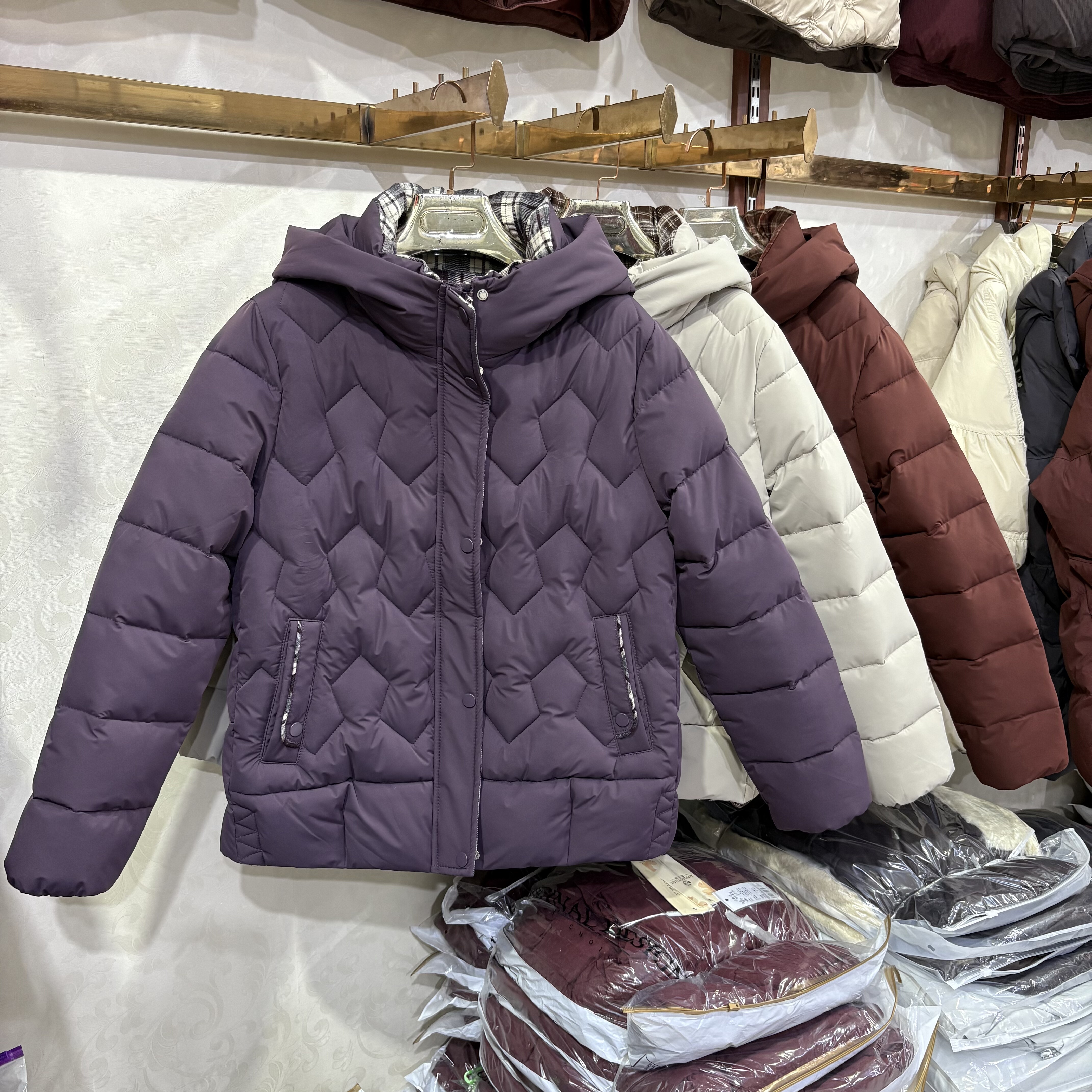 商场同款A03秋冬新时尚百搭连帽加厚棉衣女减龄洋气保暖棉服外套