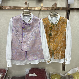 商场同款86001-1春新中式马甲套装女2026复提花刺绣打底衫两件套