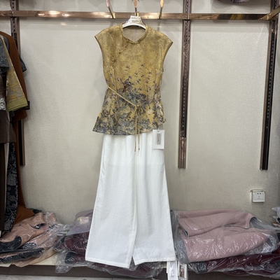名扬M26XT713专柜正品夏装2026新品女时尚国风印花品质感两件套裤