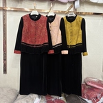 商场同款B9527正品2026春季新款轻奢新中式马甲+丝绒连衣裙套裙女