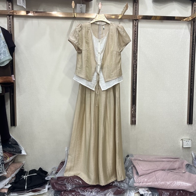 文丽安迪6639专柜正品时尚休闲套装女新款夏气质小衫阔腿裤两件套