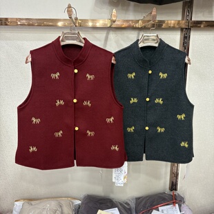 佰合25182 【马到成功】独特漂亮马甲女新款冬国风双羊毛面呢外穿