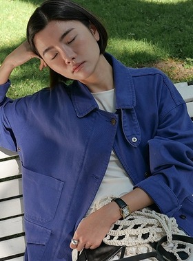 费城故事 复古定染水洗牛仔短外套女秋季宽松廓形时髦吸睛上衣