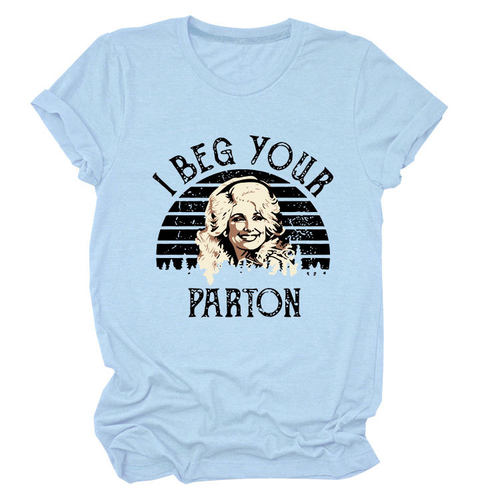 休闲T恤女i beg your parton时尚圆领短袖百搭气质款