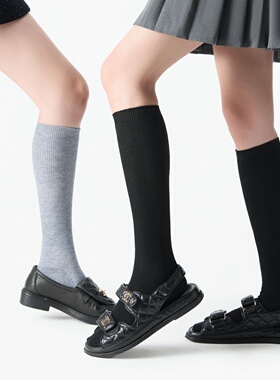 配长靴羊绒小腿袜子女长袜秋冬加绒加厚保暖日系jk白色春秋